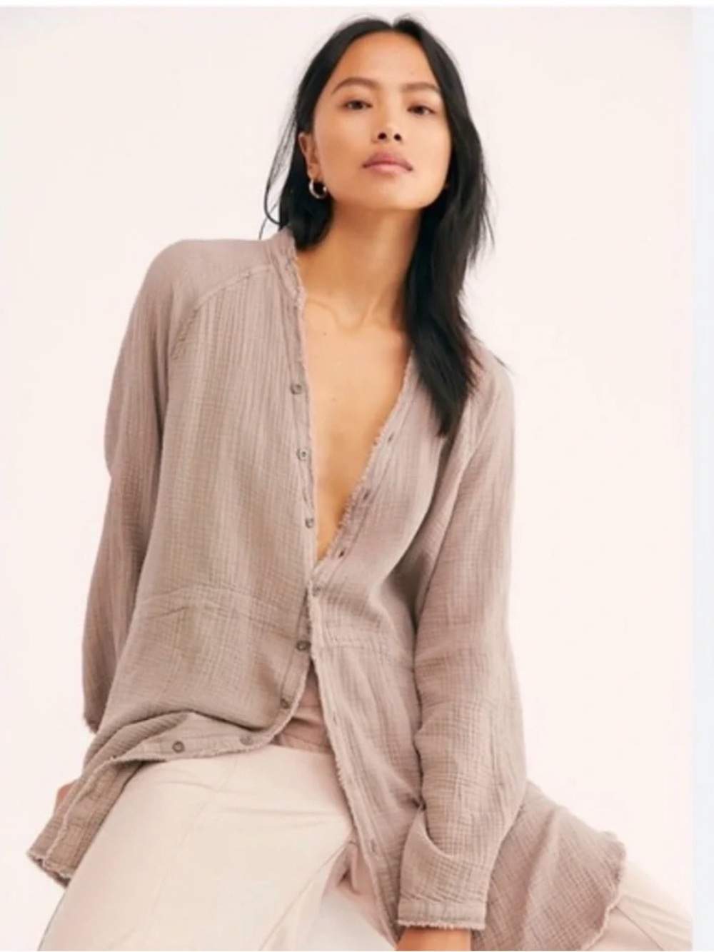NWOT We the Free Summer Daydream Button Down - Beige